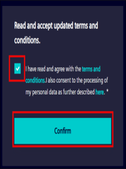 Terms and Conditions page